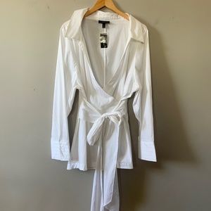 Lane Bryant white tie blouse/dress NWT